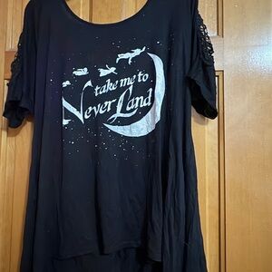 Disney Black 'Take Me to Neverland' Short Sleeve Graphic Top